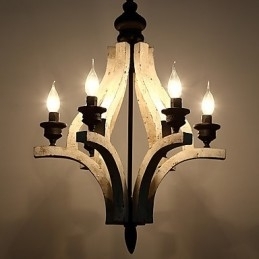 Pintura Vintage Recurso Mini Estilo Madeira Bambu Lustre Lâmpada Decorar Luminária Pendente