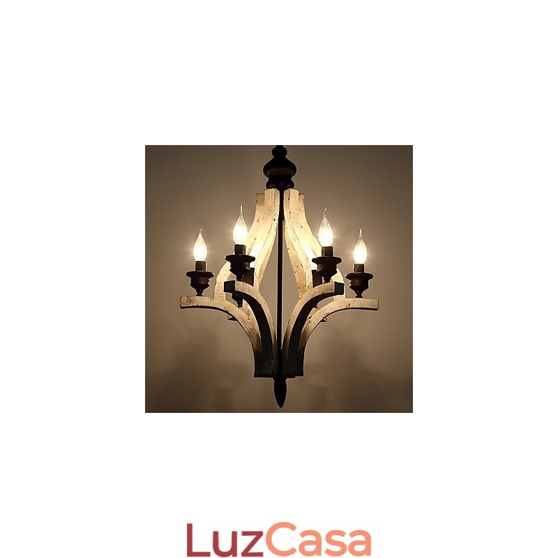 Pintura Vintage Recurso Mini Estilo Madeira Bambu Lustre Lâmpada Decorar Luminária Pendente