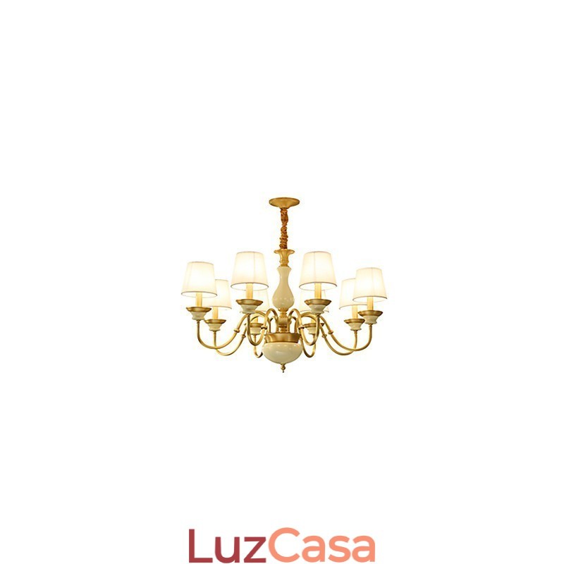 Lustre todo em cobre Lustre decorativo em jade