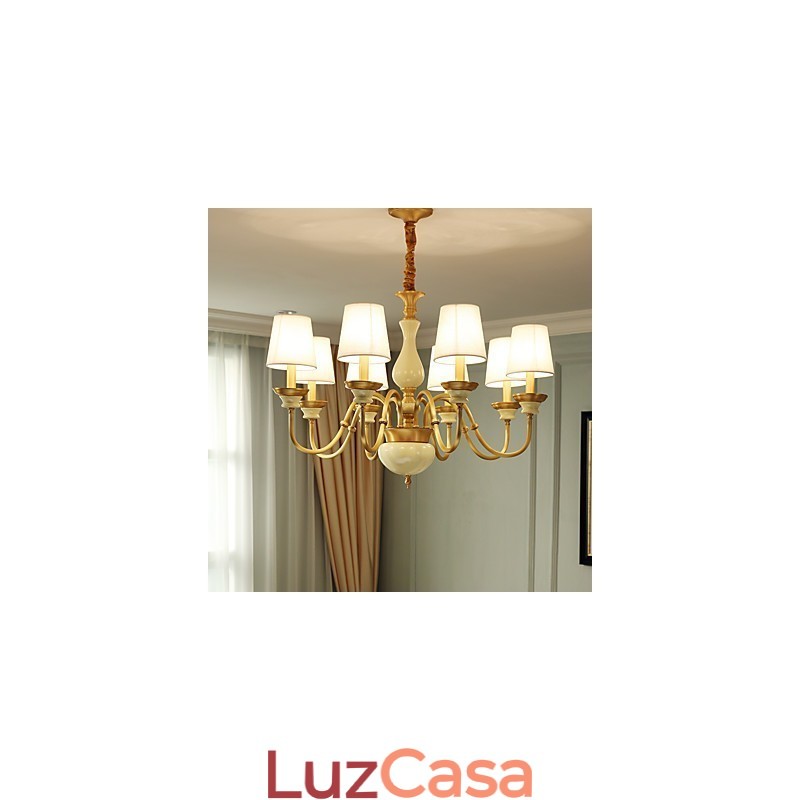 Lustre todo em cobre Lustre decorativo em jade