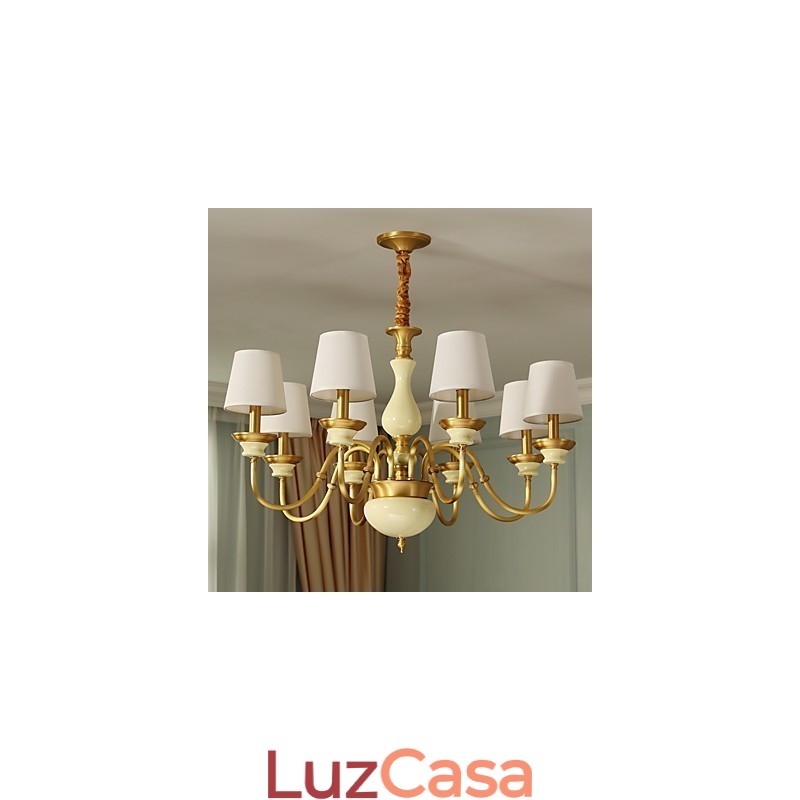 Lustre todo em cobre Lustre decorativo em jade