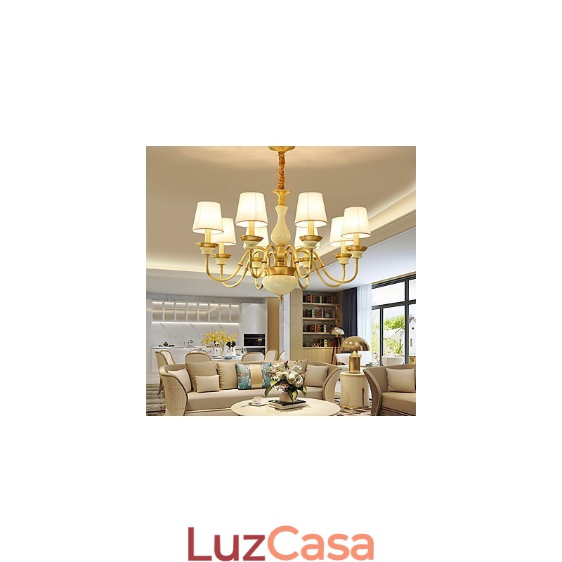 Lustre todo em cobre Lustre decorativo em jade