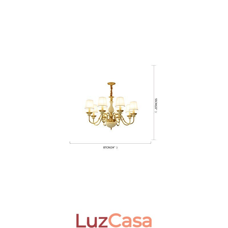 Lustre todo em cobre Lustre decorativo em jade