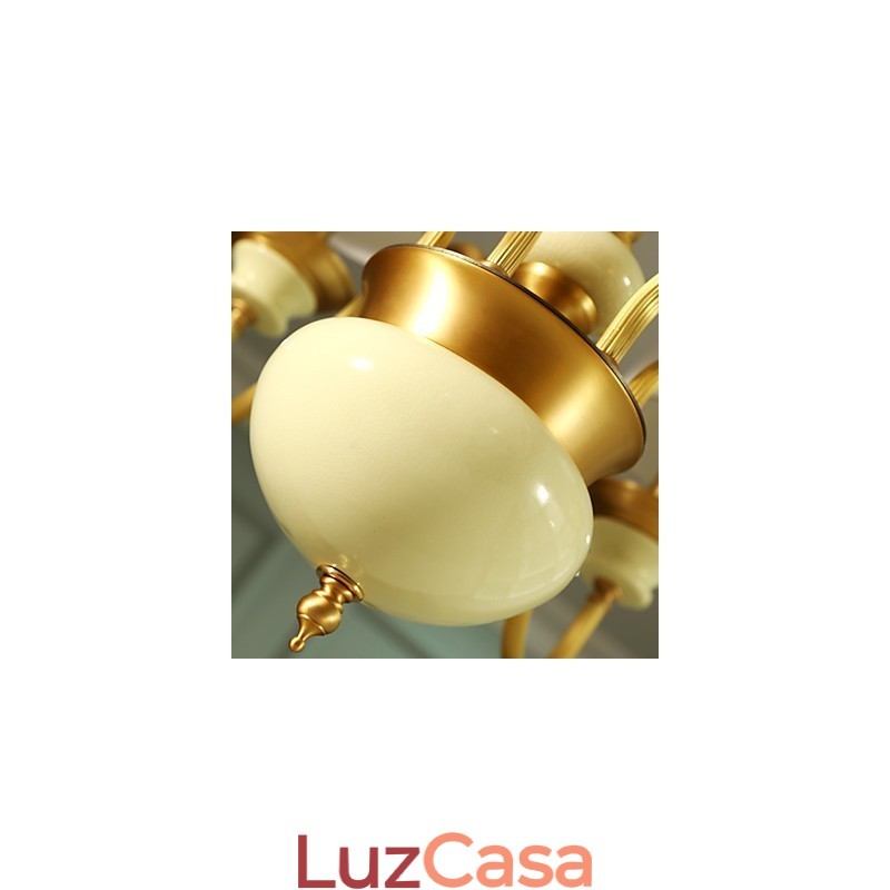 Lustre todo em cobre Lustre decorativo em jade