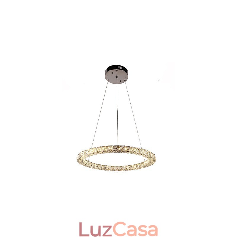 Lustre de cristal moderno com pingente de anel, luminária de teto, luminárias internas, regulável com controle remoto