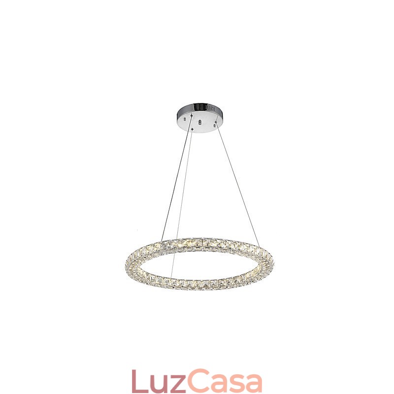 Lustre de cristal moderno com pingente de anel, luminária de teto, luminárias internas, regulável com controle remoto