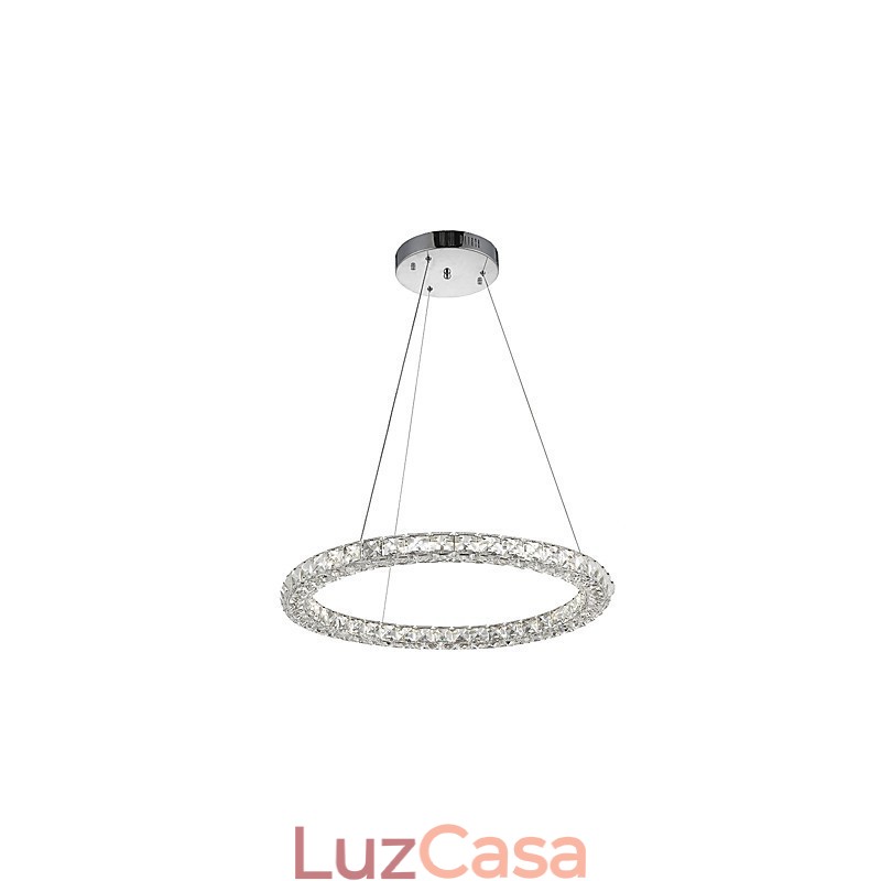 Lustre de cristal moderno com pingente de anel, luminária de teto, luminárias internas, regulável com controle remoto