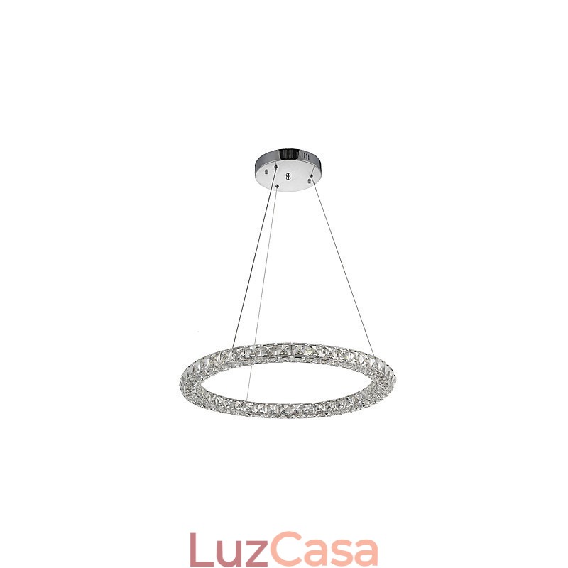 Lustre de cristal moderno com pingente de anel, luminária de teto, luminárias internas, regulável com controle remoto