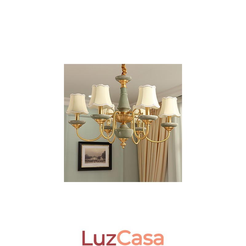 Lustre todo em cobre Lustre decorativo em jade