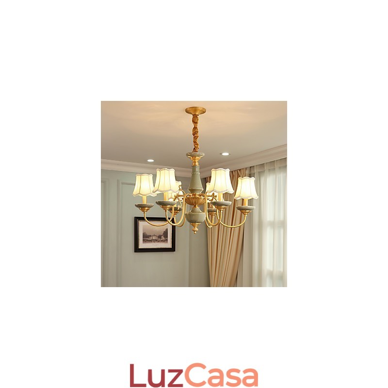 Lustre todo em cobre Lustre decorativo em jade