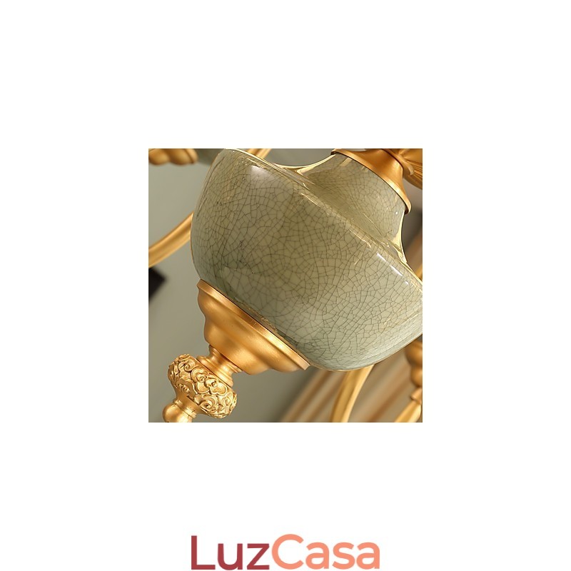Lustre todo em cobre Lustre decorativo em jade