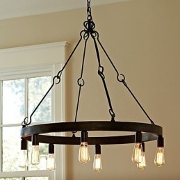 Luminária pendente de ferro estilo retrô com 8 luzes