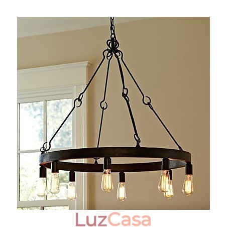 Luminária pendente de ferro estilo retrô com 8 luzes Luminária pendente de ferro estilo retrô com 8 luzes