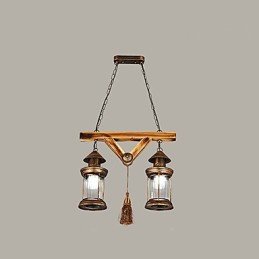 Lustre de metal rústico Lodge Globe Vintage Retro Country Painting Feature para designers de estilo Mini