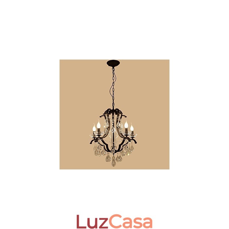 Lustre de cristal com 5 luzes, moderno, contemporâneo, tradicional, clássico, rústico, chalé, vintage, retrô, lanterna, tambor, pintura country