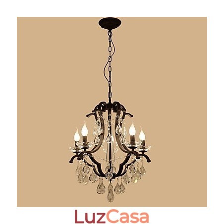 Lustre de cristal com 5 luzes, moderno, contemporâneo, tradicional, clássico, rústico, chalé, vintage, retrô, lanterna, tambor, pintura country