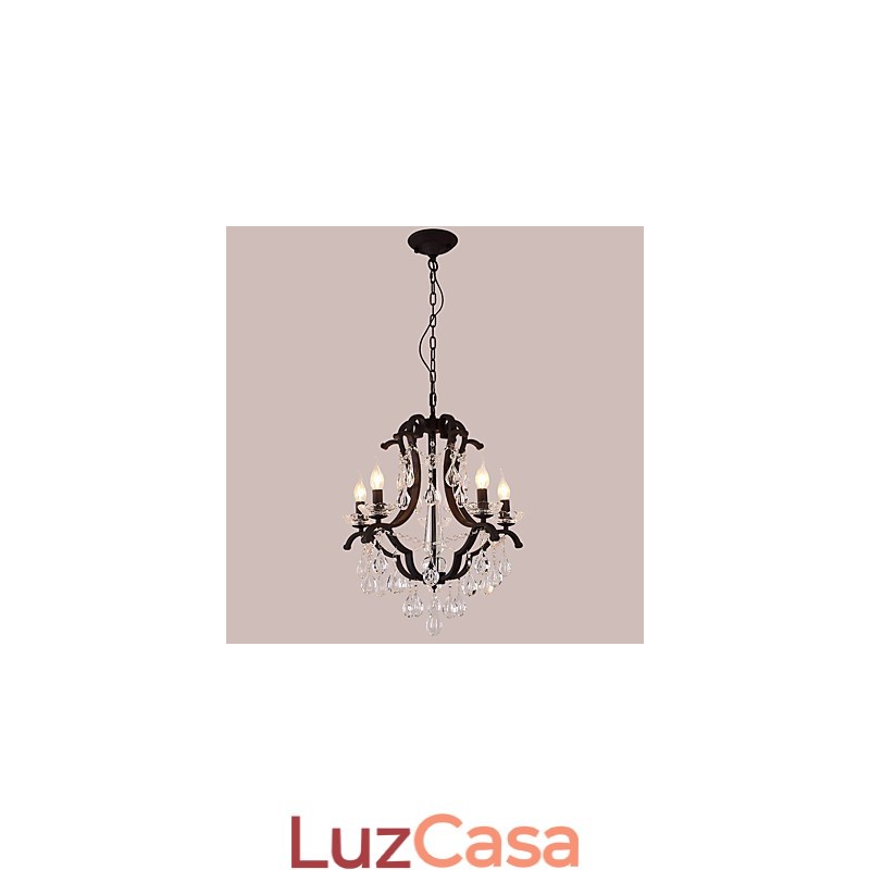 Lustre de cristal com 5 luzes, moderno, contemporâneo, tradicional, clássico, rústico, chalé, vintage, retrô, lanterna, tambor, pintura country