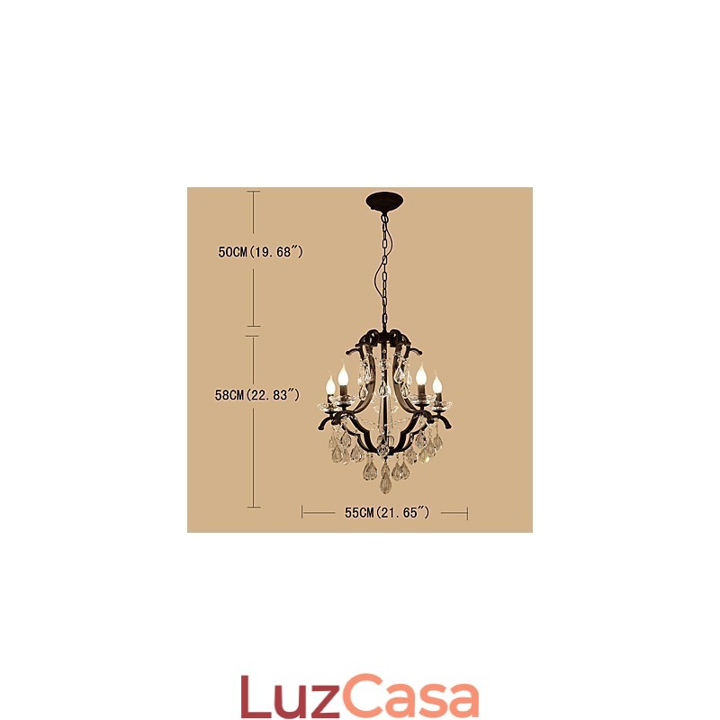 Lustre de cristal com 5 luzes, moderno, contemporâneo, tradicional, clássico, rústico, chalé, vintage, retrô, lanterna, tambor, pintura country
