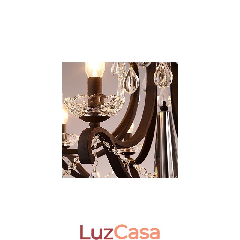 Lustre de cristal com 5 luzes, moderno, contemporâneo, tradicional, clássico, rústico, chalé, vintage, retrô, lanterna, tambor, pintura country