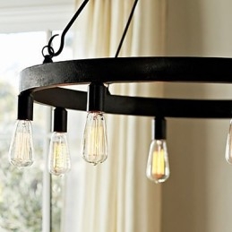 Luminária pendente de ferro estilo retrô com 8 luzes