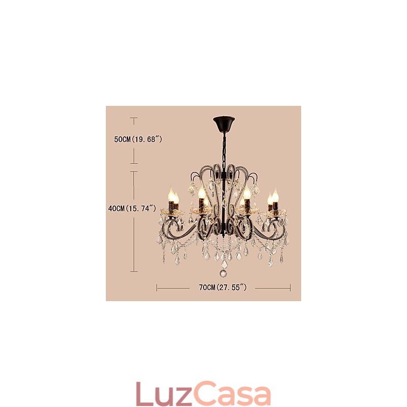 8 Luzes Lustre de Cristal Moderno Contemporâneo Tradicional Clássico Rústico Lodge Vintage Retro