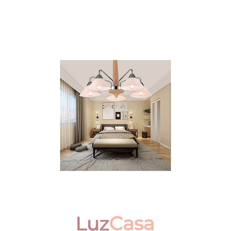 Lustre moderno contemporâneo galvanizado para lustre de bambu e madeira