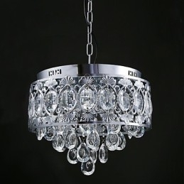 Elegante lustre de cristal transparente moderno com 4 luzes