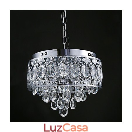 Elegante lustre de cristal transparente moderno com 4 luzes Elegante lustre de cristal transparente moderno com 4 luzes