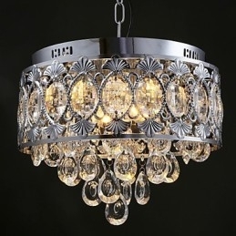 Elegante lustre de cristal transparente moderno com 4 luzes