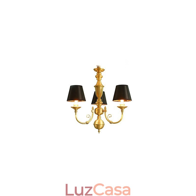 Lustre Tradicional Clássico Country Latão Recurso para Mini Estilo Metal 3 Lâmpadas