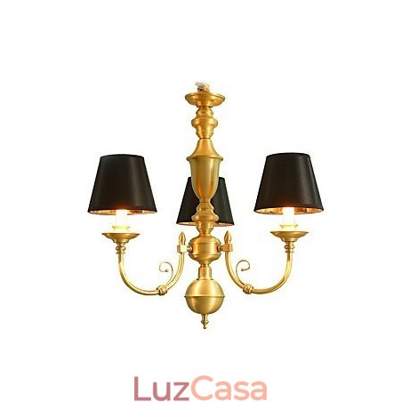 Lustre Tradicional Clássico Country Latão Recurso para Mini Estilo Metal 3 Lâmpadas