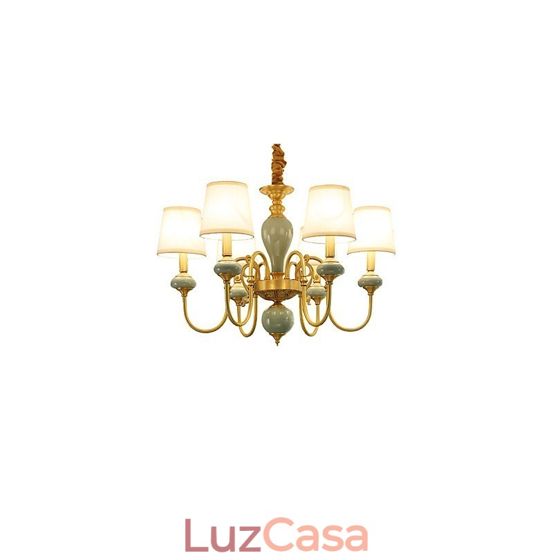 Lustre Tradicional Clássico Country Latão Recurso para Mini Estilo Metal 6 Lâmpadas