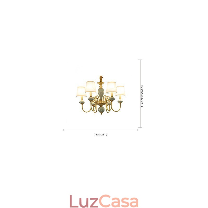 Lustre Tradicional Clássico Country Latão Recurso para Mini Estilo Metal 6 Lâmpadas