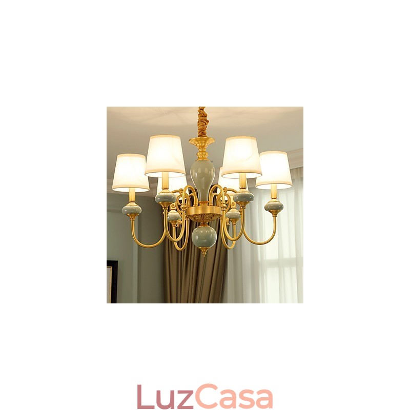 Lustre Tradicional Clássico Country Latão Recurso para Mini Estilo Metal 6 Lâmpadas