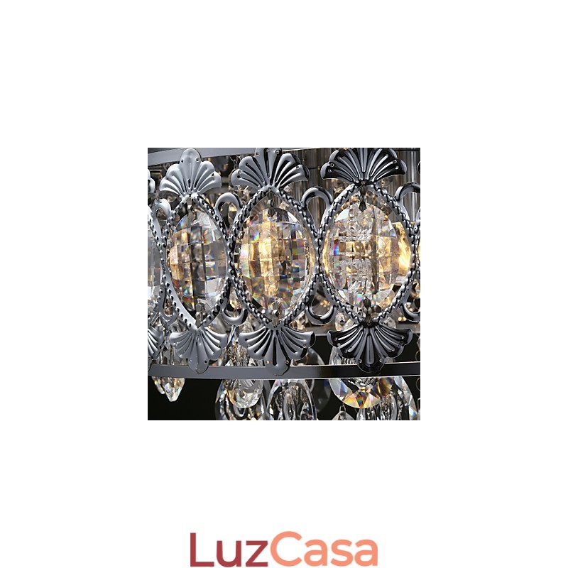 Elegante lustre de cristal transparente moderno com 4 luzes