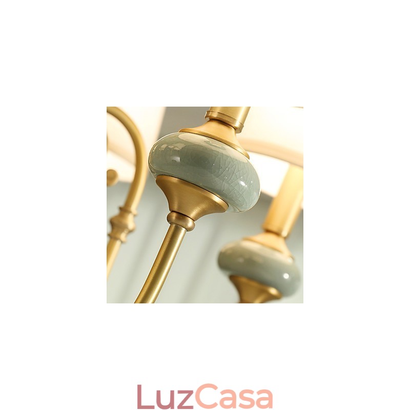 Lustre Tradicional Clássico Country Latão Recurso para Mini Estilo Metal 6 Lâmpadas