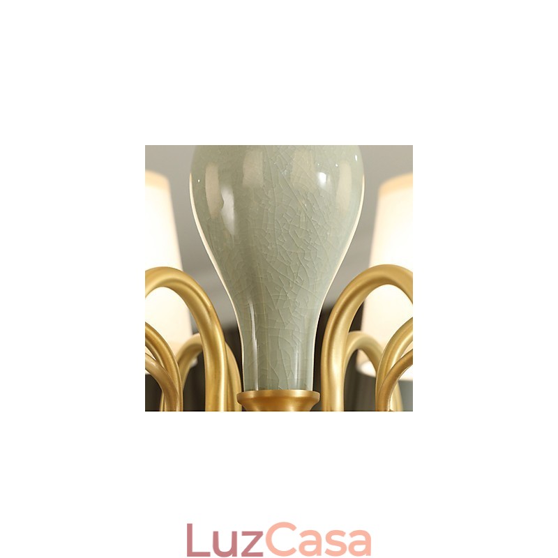 Lustre Tradicional Clássico Country Latão Recurso para Mini Estilo Metal 6 Lâmpadas