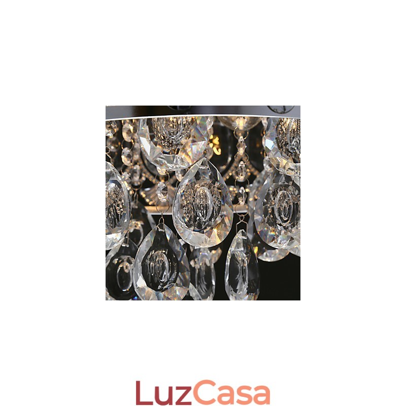Elegante lustre de cristal transparente moderno com 4 luzes