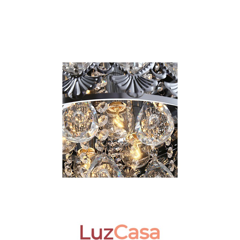 Elegante lustre de cristal transparente moderno com 4 luzes