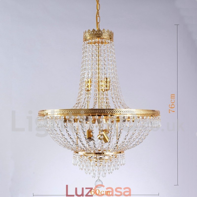 Recurso tradicional clássico galvanizado para lustre de metal estilo mini cristal com 9 lâmpadas