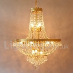 Recurso tradicional clássico galvanizado para lustre de metal estilo mini cristal com 9 lâmpadas