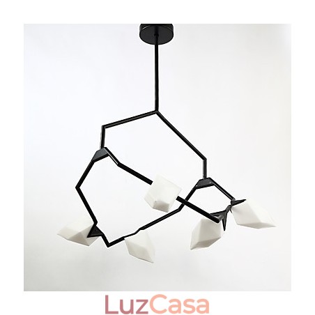 Cinco postes de luz modernos de metal com lustre de vidro pêssego, luminária pendente decorativa para cantina Cinco postes de luz modernos de metal com lustre de vidro pêssego, luminária pendente decorativa para cantina