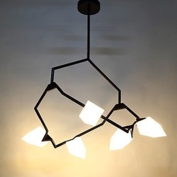 Cinco postes de luz modernos de metal com lustre de vidro pêssego, luminária pendente decorativa para cantina