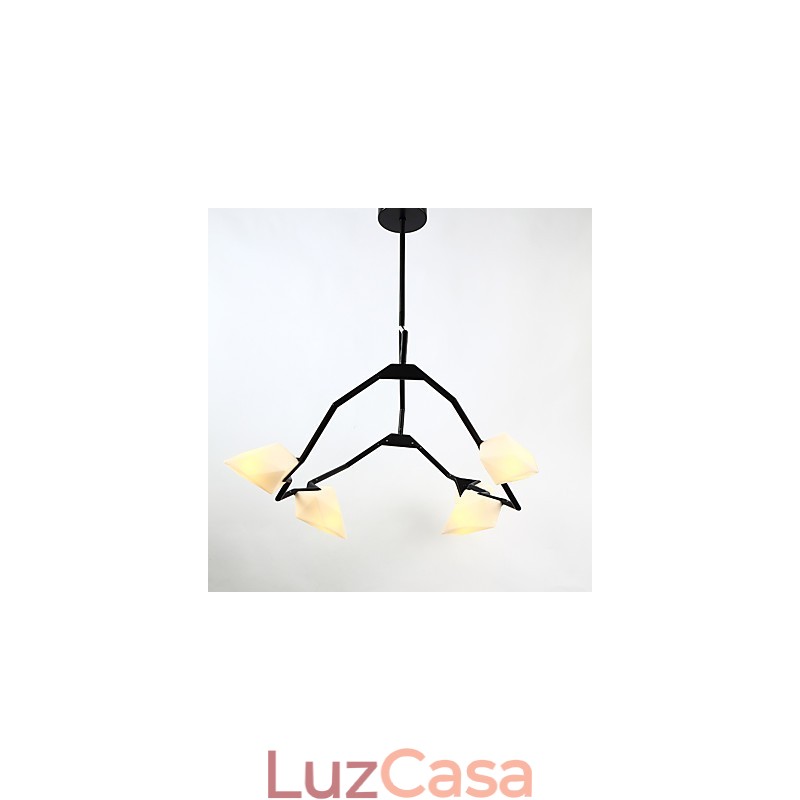 Cinco postes de luz modernos de metal com lustre de vidro pêssego, luminária pendente decorativa para cantina