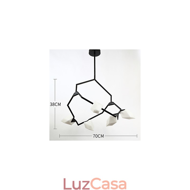 Cinco postes de luz modernos de metal com lustre de vidro pêssego, luminária pendente decorativa para cantina