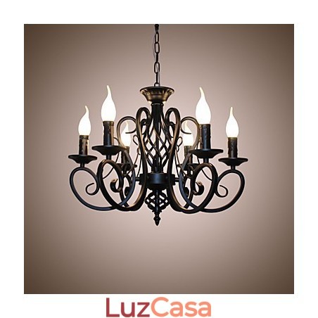 Lustre de estilo europeu, luzes de jantar, simples, originalidade, velas inovadoras, 6 luzes Lustre de estilo europeu, luzes de jantar, simples, originalidade, velas inovadoras, 6 luzes