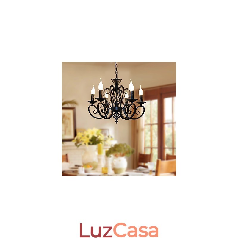 Lustre de estilo europeu, luzes de jantar, simples, originalidade, velas inovadoras, 6 luzes