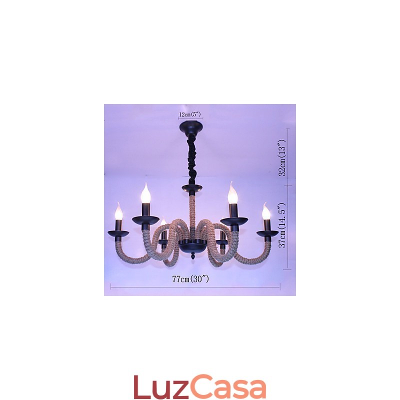 Loft Industrial Wind Vintage Ferro Lâmpadas Lojas Lustre Corda Lustre Luzes