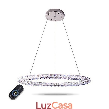 Luminária pendente de cristal moderna em forma de anel, lustre de cristal moderno, luminária de teto interna, luminária regulável com controle remoto Luminária pendente de cristal moderna em forma de anel, lustre de cristal moderno, luminária de teto interna, luminária regulável com controle remoto