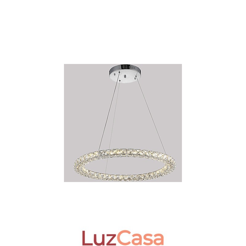 Luminária pendente de cristal moderna em forma de anel, lustre de cristal moderno, luminária de teto interna, luminária regulável com controle remoto